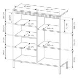 Credenza Beige 5 Ripiani Apertura Battente 104x40x123h cm, 3 Ante - Hatolaro