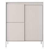 Credenza Beige 5 Ripiani Apertura Battente 104x40x123h cm, 3 Ante - Hatolaro