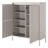 Credenza Beige 5 Ripiani Apertura Battente 104x40x123h cm, 3 Ante - Hatolaro