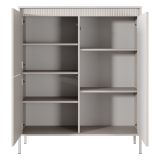 Credenza Beige 5 Ripiani Apertura Battente 104x40x123h cm, 3 Ante - Hatolaro