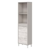 Credenza Beige Bianco Anticato Cassetti 3 Ripiani 49x28x174h cm, Apertura Push Pull - Spineda