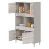 Credenza Beige Bianco Cassetti 3 Ripiani 78x33x134h cm, Apertura Push Pull - Mezzate