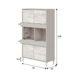 Credenza Beige Bianco Cassetti 3 Ripiani 78x33x134h cm, Apertura Push Pull - Mezzate