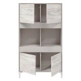 Credenza Beige Bianco Cassetti 3 Ripiani 78x33x134h cm, Apertura Push Pull - Mezzate