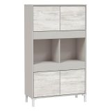 Credenza Beige Bianco Cassetti 3 Ripiani 78x33x134h cm, Apertura Push Pull - Mezzate