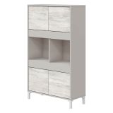 Credenza Beige Bianco Cassetti 3 Ripiani 78x33x134h cm, Apertura Push Pull - Mezzate