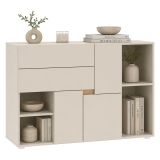 Credenza Beige Cashmere 2 Ripiani 2 Cassetti 120x42x84h cm, 3 Ante - Lerimi