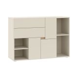 Credenza Beige Cashmere 2 Ripiani 2 Cassetti 120x42x84h cm, 3 Ante - Lerimi