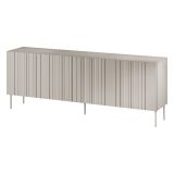 Credenza Beige Cashmere 2 Ripiani Apertura Battente 201x42x75h cm, 4 Ante - Vedras