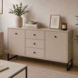 Credenza Beige Cashmere 3 Cassetti 2 Ripiani 115x33x82h cm, Apertura Battente, Scorrevole - Lerelova