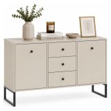 Credenza Beige Cashmere 3 Cassetti 2 Ripiani 115x33x82h cm, Apertura Battente, Scorrevole - Lerelova
