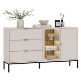 Credenza Beige Cashmere 3 Cassetti 3 Ripiani 150x40x92h cm, 5 Vani - Leriti