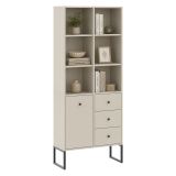 Credenza Beige Cashmere 3 Cassetti 5 Ripiani 77x33x180h cm, Apertura Battente, Scorrevole - Lerena