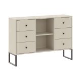 Credenza Beige Cashmere 6 Cassetti un Ripiano 112x33x82h cm, 2 Vani - Lerata