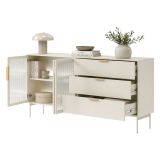 Credenza Beige Cashmere oro un Ripiano 3 Cassetti 181x39x83h cm, 2 Ante - Hara