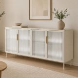 Credenza Beige Cashmere Trasparente 4 Ripiani Apertura Battente 181x39x83h cm, 4 Ante - Hapa
