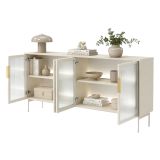 Credenza Beige Cashmere Trasparente 4 Ripiani Apertura Battente 181x39x83h cm, 4 Ante - Hapa