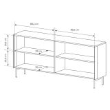 Credenza Beige Cashmere Trasparente 4 Ripiani Apertura Battente 181x39x83h cm, 4 Ante - Hapa