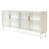 Credenza Beige Cashmere Trasparente 4 Ripiani Apertura Battente 181x39x83h cm, 4 Ante - Hapa