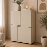 Credenza Beige Cashmere un Ripiano 2 Vani 60x42x84h cm, Apertura Battente - Lerinito