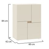 Credenza Beige Cashmere un Ripiano 2 Vani 60x42x84h cm, Apertura Battente - Lerinito