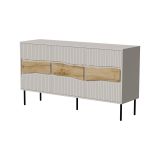 Credenza Beige Cashmere un Ripiano Apertura Battente 144x40x80h cm, 3 Ante - Saliceto