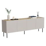 Credenza beige e rovere 200x40x70h cm 4 ante - Sagrado