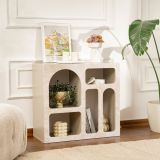 Credenza Beige Marmo 2 Ripiani 2 Vani 80x37x74h cm, Peso Supportato 4 kg - Arsenioet