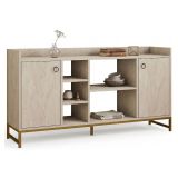 Credenza Beige Marmo 3 Ripiani 2 Ante 160x40x85h cm, 7 Vani - Gorzegno