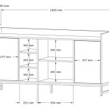Credenza Beige Marmo 3 Ripiani 2 Ante 160x40x85h cm, 7 Vani - Gorzegno
