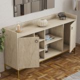 Credenza Beige Marmo 3 Ripiani 2 Ante 160x40x85h cm, 7 Vani - Gorzegno