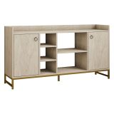 Credenza Beige Marmo 3 Ripiani 2 Ante 160x40x85h cm, 7 Vani - Gorzegno