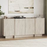 Credenza Beige Marmo 4 Ripiani 4 Ante 180x45x80h cm, 8 Vani - Nolona