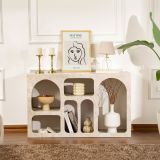 Credenza Beige Marmo 6 Ripiani 6 Vani 120x37x74h cm, Peso Supportato 4 kg - Arsenioiu