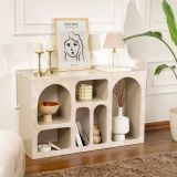 Credenza Beige Marmo 6 Ripiani 6 Vani 120x37x74h cm, Peso Supportato 4 kg - Arsenioiu
