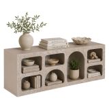 Credenza Beige Marmo 6 Ripiani 6 Vani 160x40x51h cm, Peso Supportato 45 kg - Arsenio