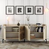 Credenza Beige Marmo Marrone Marmo 2 Ripiani 4 Vani 180x35x78h cm, 4 Ante - Roatto