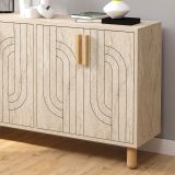 Credenza Beige Marmo Marrone Rovere 2 Ripiani 4 Ante 120x30x74h cm, 4 Vani - Venerina