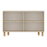 Credenza Beige Marmo Marrone Rovere 2 Ripiani 4 Ante 120x30x74h cm, 4 Vani - Venerina