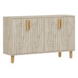 Credenza Beige Marmo Marrone Rovere 2 Ripiani 4 Ante 120x30x74h cm, 4 Vani - Venerina