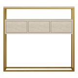 Credenza Beige Marmo oro 4 Vani 3 Ante 90x34x70h cm, Apertura a Ribalta - Gemonio