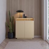 Credenza Beige Marrone 4 Ripiani Apertura Battente 103x40x119h cm, 2 Ante - Halane