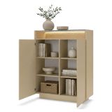 Credenza Beige Marrone 4 Ripiani Apertura Battente 103x40x119h cm, 2 Ante - Halane