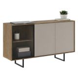 Credenza Beige Marrone Noce 3 Ripiani Apertura Battente 184x40x87h cm, 3 Ante - Capena