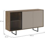 Credenza Beige Marrone Noce 3 Ripiani Apertura Battente 184x40x87h cm, 3 Ante - Capena