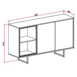 Credenza Beige Marrone Noce 3 Ripiani Apertura Battente 184x40x87h cm, 3 Ante - Capena