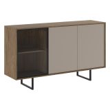 Credenza Beige Marrone Noce 3 Ripiani Apertura Battente 184x40x87h cm, 3 Ante - Capena