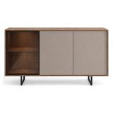 Credenza Beige Marrone Noce 3 Ripiani Apertura Battente 184x40x87h cm, 3 Ante - Terinese