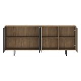 Credenza Beige Marrone Noce 3 Ripiani Apertura Battente 200x40x87h cm, 4 Ante - Malnate