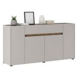 Credenza Beige Marrone Noce un Cassetto 3 Ripiani 170x40x85h cm, Apertura Battente - Cirimido